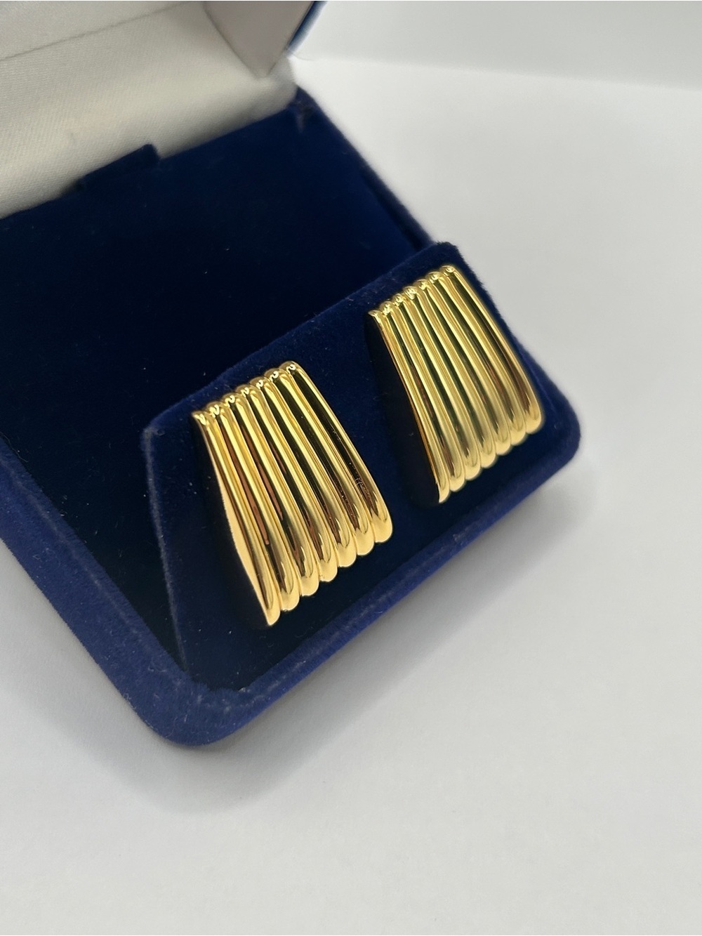 New 10k Gold Ribbed Post Earrings - Elegant Women's Jewelry